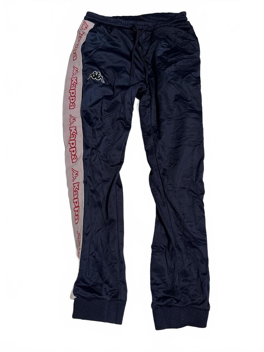 Kappa Kids Track Pants Y2K Tape Logo Navy - Size 12